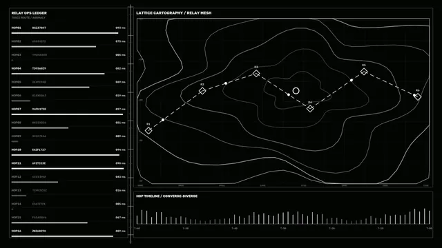 Sci-Fi Relay Mesh Telemetry HUD Dashboard 4K Wallpaper