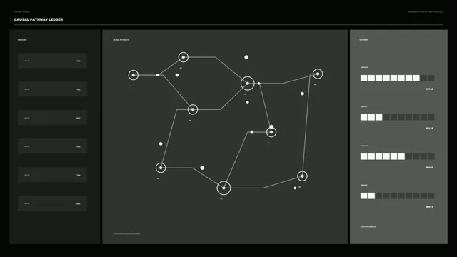Causal Pathway Ledger Sci-Fi Telemetry HUD Wallpaper