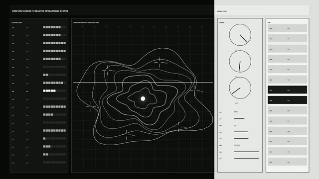 Reactor Operational Status HUD Wallpaper with Contour Map and Telemetry Gauges