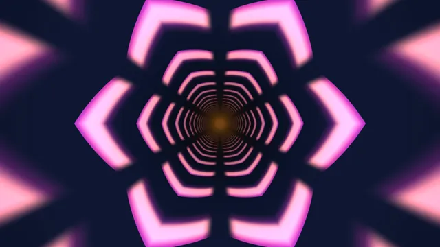 Neon Pink Hexagonal Vortex Tunnel 4K Wallpaper