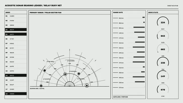 Acoustic Sonar Bearing HUD | Polar Scanner Dashboard 4K Wallpaper