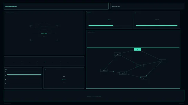 Network Monitoring HUD with Telemetry Panels 4K Sci-Fi Wallpaper