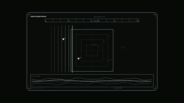 Rights Sweep Radar HUD with Square Scanner Grid – 4K Sci-Fi Wallpaper