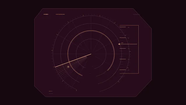 Futuristic Amber Radar Scanner HUD 4K Wallpaper