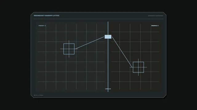 4K Sci-Fi Redundancy Handoff Lattice HUD Dashboard Wallpaper