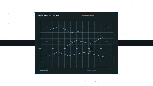 Sci-Fi Speech Target Map HUD with Grid Telemetry, 4K Wallpaper