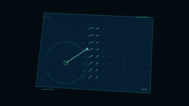 Vector Flow Monitoring HUD with Radial Gauge — 4K Sci-Fi Wallpaper