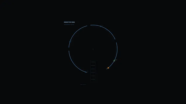 Blue Segmented Objective Ring HUD Interface on Black 4K Wallpaper