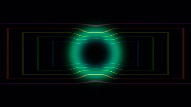 Chromatic Wavy Geometric Frame with Central Green Glow