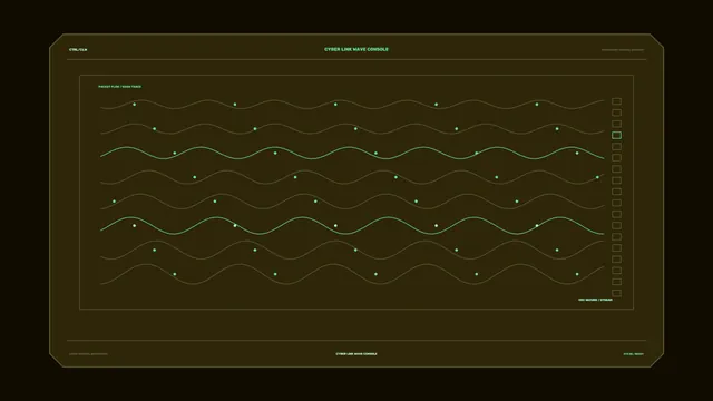 Sci-Fi Packet Flow Waveform HUD Console 4K Wallpaper