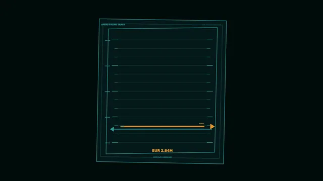Sci-Fi Spend Pacing Dashboard HUD with Cyan Grid and Orange Actual Bar