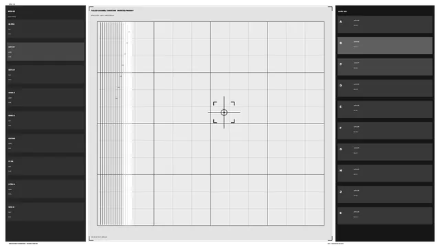 Monochrome Technical Diagnostics HUD with Grid Reticle