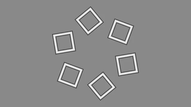 Monochrome Geometric HUD Interface with Six Square Markers