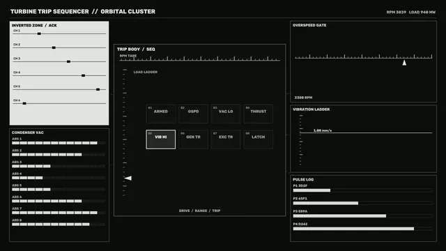 Industrial Turbine Trip Status HUD Dashboard 4K Wallpaper