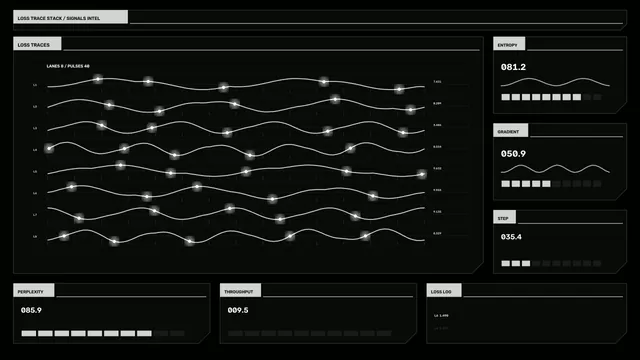 Sci-Fi HUD Telemetry Dashboard with Loss Trace Waveforms 4K Wallpaper