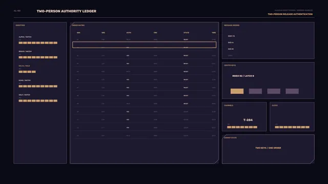 Two-Person Authorization Ledger Sci-Fi HUD Dashboard Wallpaper