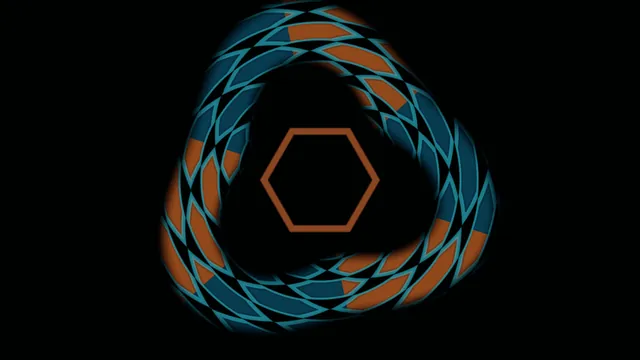 Teal and Amber Circular Scanner HUD with Hexagonal Core 4K Wallpaper