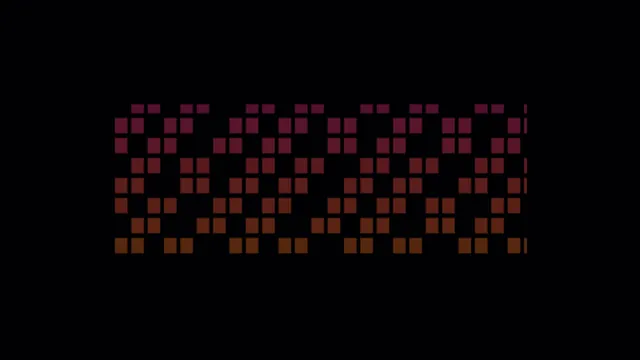 Magenta and Amber Pixel HUD Interface Pattern on Black 4K Wallpaper