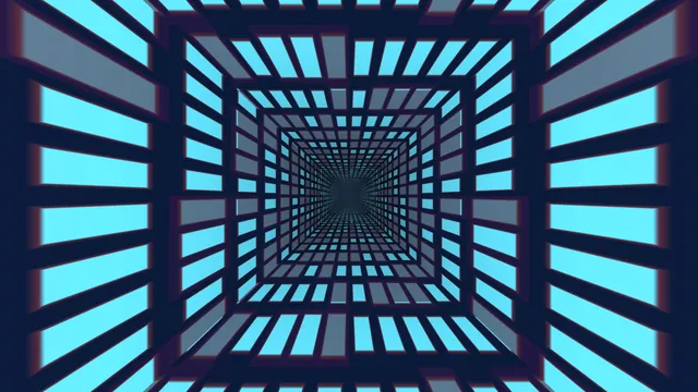 Cyan Geometric Grid Tunnel 4K Wallpaper