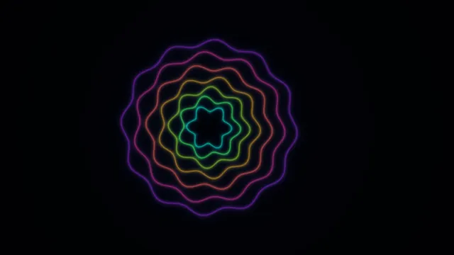 Neon Concentric Wavy Rings 4K Wallpaper