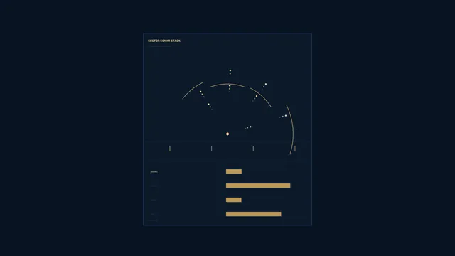 Sci-Fi Sonar Radar HUD with Circular Detection Display and Telemetry Bars
