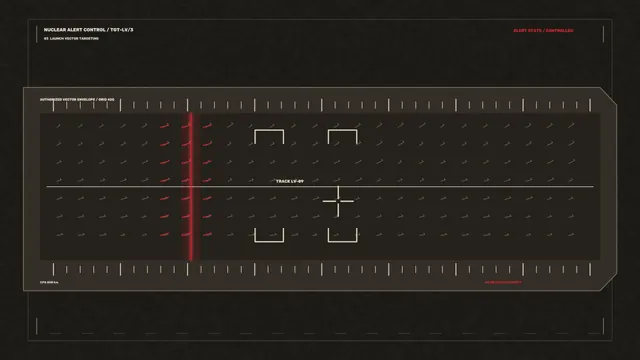 Fictional Alert Targeting Control HUD with Vector Grid and Crosshair