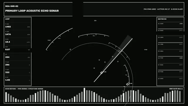 Monochrome Acoustic Echo Sonar HUD Dashboard 4K Sci-Fi Wallpaper