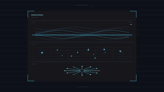 Pressure Cartograph Sci-Fi HUD Dashboard with Telemetry Graphs