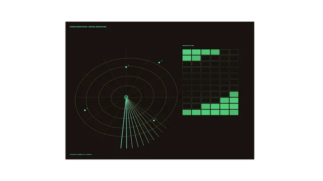 Fictional Sonar Matrix HUD with Circular Scanner and Signal Grid 4K Wallpaper