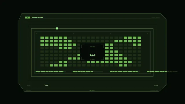 Green Sci-Fi Spacecraft Shield Status HUD 4K Wallpaper