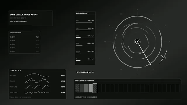 Sci-Fi Core Assay Telemetry HUD – 4K Wallpaper
