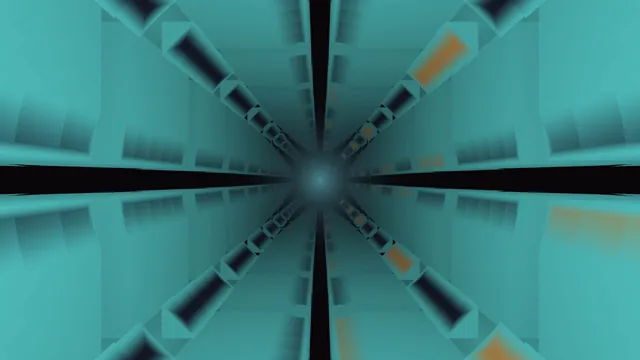 Abstract Teal Corridor with Central Glow 4K Wallpaper
