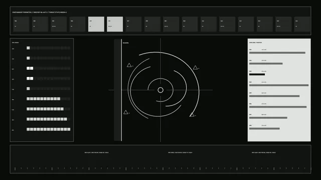 Sci-Fi Reactor Status HUD Dashboard with Circular Scanner and Telemetry Bars 4K