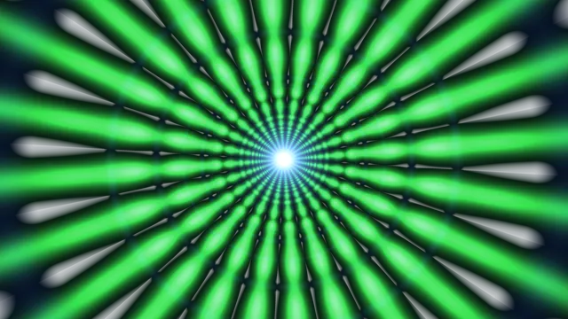 Green Radial Light Tunnel with Central Glow 4K Wallpaper