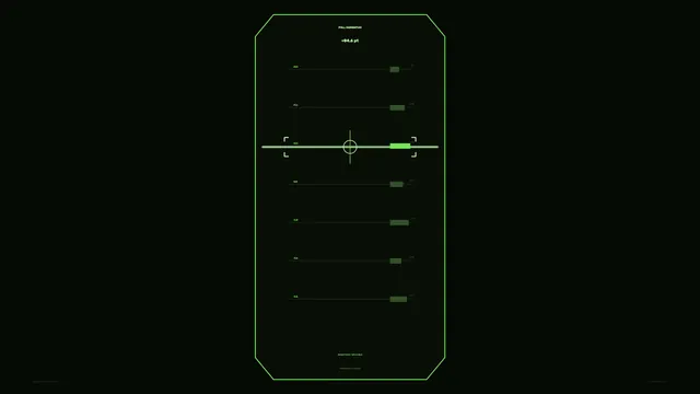 Green Sci-Fi Telemetry HUD with Central Reticle 4K Wallpaper