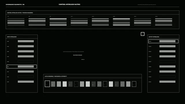 Sci-Fi Governance Diagnostic HUD: Control Interlock Matrix