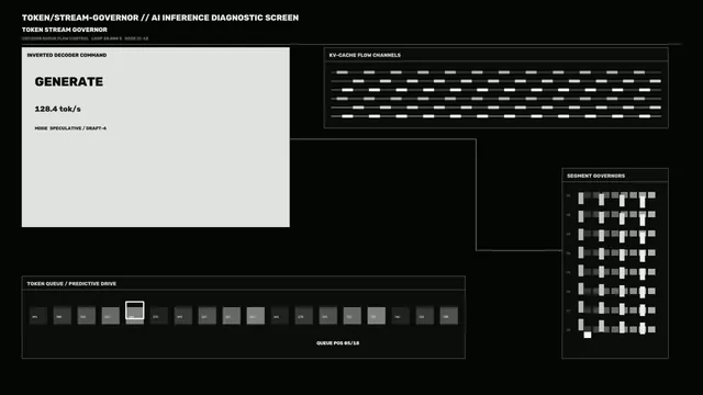 Monochrome Token-Stream Diagnostic HUD 4K Wallpaper