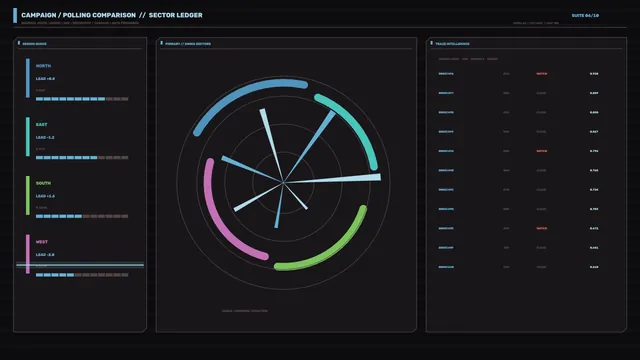 Campaign Polling Comparison Sector Ledger Sci-Fi HUD 4K Wallpaper