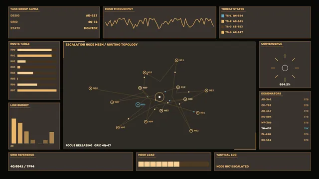 Sci-Fi Network Topology HUD Dashboard 4K Wallpaper