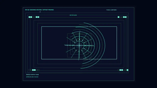 Sci-Fi Docking Vector Navigation HUD with Concentric Scanner Rings