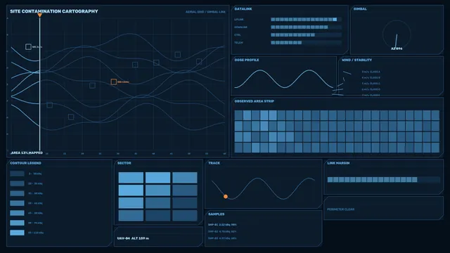 Aerial Contamination Mapping HUD Dashboard 4K Wallpaper