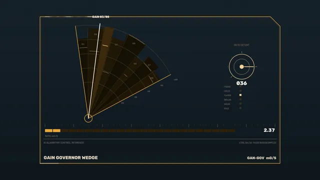 Sci-Fi Gain Governor Wedge HUD Dashboard – 4K Wallpaper