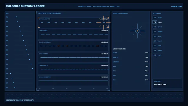 Molecular Analytics Custody Ledger Sci-Fi HUD 4K Wallpaper
