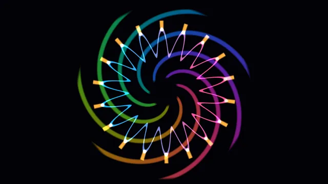 Colorful Spiral Mandala with Neon Radial Lines 4K Wallpaper