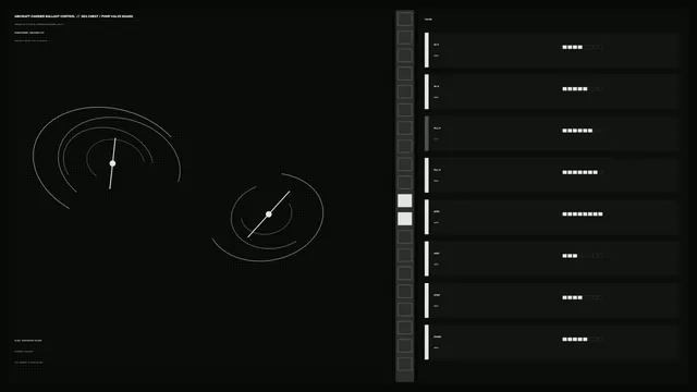 Fictional Ballast Control HUD with Circular Gauges and Status Panels 4K