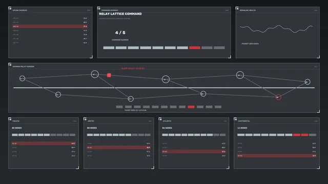 Futuristic Relay Network Telemetry HUD – 4K Wallpaper