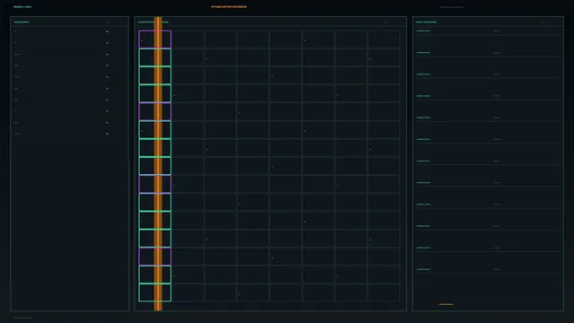 Voyage Data Matrix HUD with Telemetry Grid and Event Log