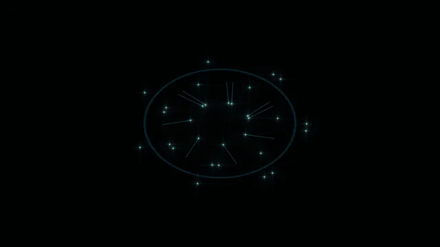 Teal Elliptical Light Ring with Glowing Particles on Black 4K Wallpaper