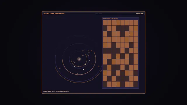 Sonar Communication HUD with Circular Scanner and Status Matrix – 4K Sci-Fi