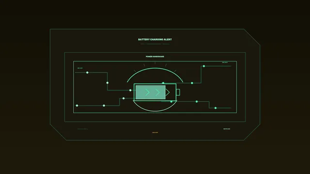 Battery Charging Alert HUD Interface with Power Gauge
